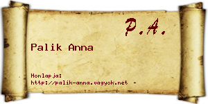Palik Anna névjegykártya